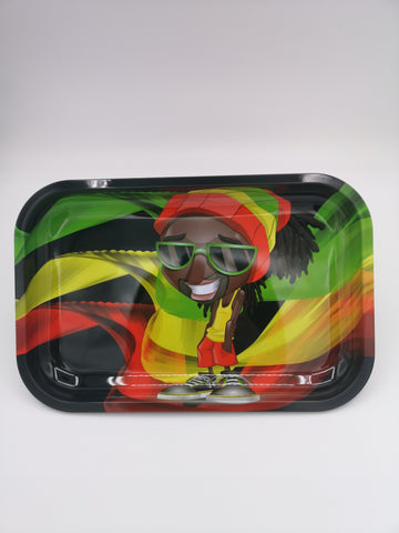 Metal Rolling Tray 7.5x11" - Rasta Cartoon