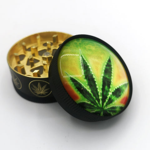 Glass Top Grinders - Pot Leaf